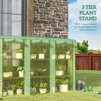 Outsunny 46 x 215 cm Nine-Shelf Greenhouse - Green(m-5)