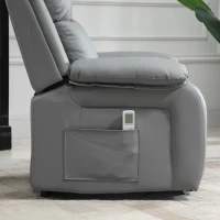 HOMCOM Riser and Recliner Chair with Vibration Massage, PU Leather Power Lift Chair for Elderly, Grey(m-11)