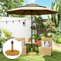 Outsunny Tuinparasolvoet, Parasolbasis met Wielen, Verrijdbare Basis voor Tuinparasol, Metaal, Beton, Natuurhout(m-7)
