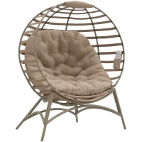 Outsunny Opvouwbare Tuinstoel - 2 Zitplaatsen, Met Kussen, voor Tuin en Terras, Ideaal voor Gezinnen, zandbruin(m-1)