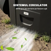 Outsunny Compostor de Grădină 240L Triunghiular Rotativ cu 66 Guri de Aerisire și 3 Uși, din PP, 78x75x78 cm, Negru(m-8)