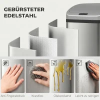 HOMCOM 48 L Sensor-Mülleimer für Küche oder Büro, automatische Schließ-Funktion, Edelstahl, Silberton(m-5)