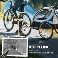 HOMCOM kinderaanhanger 2-in-1 designkinderwagen met Oxford-vlag blauw+zwart(m-7)