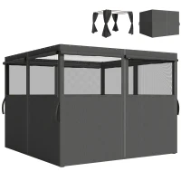 Outsunny 4 Pack Replacement Gazebo Curtains Privacy Panel for Most 3 x 3 m Gazebo, Outdoor Shelter Sidewalls, Dark Grey(m-1)