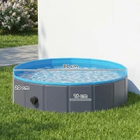 PawHut Foldable Dog Pool for Puppies and Ducks Dog Paddling Pool Bath Tub, Dark Grey, 80 x 20 cm(m-3)