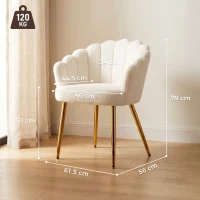 HOMCOM Lounge Chair Petal-Back Armchair Metal Metal Legs for Living Room Bedroom Cream(m-3)