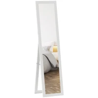 HOMCOM Espejo de Cuerpo Entero 157x37 cm con Marco de MDF Espejo de Pie Inclinado o Colgante Blanco Veteado(m-10)