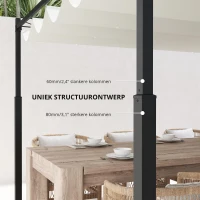 Outsunny Tuin Pergola, 3 x 3 m, Uitschuifbaar Dak en Magneetpad, Buiten Luifel, Tuinpaviljoen, UPF30+, Metaal, Crèmewit(m-6)
