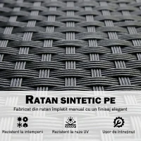 Outsunny Canapea de Exterior cu 2 Locuri, Bancă de Grădină și Terasă cu Perne Căptușite și Huse Detașabile, Cadru Rezistent la Intemperii, Gri(m-5)