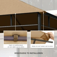Outsunny partytentdak, vervangend dak voor partytent, partytentafdekking, polyester bescherming tegen de zon, beige 3 x 3 m(m-6)