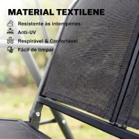 Outsunny Baloiço de Jardim Exterior de 3 Lugares com Toldo Reclinável Assento Respirável e Estrutura de Aço 175x118x159 cm Preto(m-7)