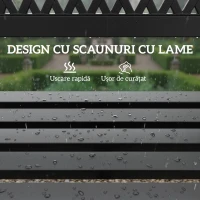 Outsunny Bancă de Grădină pentru Exterior, Bancă de Patio cu Brațe și Șezut cu Lamele, 2 Locuri pentru Grădină, Parc, Balcon, Mobilier Exterior, Negru(m-7)