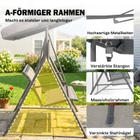 Outsunny Balancelle de Jardin 3 Places Grand Confort Toit Inclinaison réglable Assise et Dossier Ergonomique Acier textilène Gris(m-4)