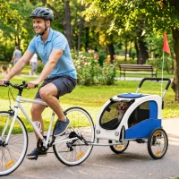 PawHut Przyczepka rowerowa 2 w 1 składany wózek dla małych i średnich psów do 20 kg, jasnoszary(m-2)