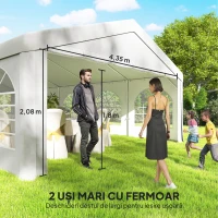 Outsunny Cort de grădină 10x5 m cu 10 pereți laterali detașabili, din PE și metal galvanizat, alb(m-6)
