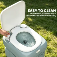 Outsunny Portable Toilet for Adults, 22L Camping Toilet with Seat, Lid and Anti-Leak Handle Pump, Outdoor Travel Toilet with Detachable Tanks for Camping, Boating, Hiking, Travel, RV, Grey(m-6)