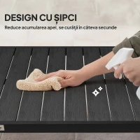 Outsunny Masă de Grădină cu Blat cu Aspect de Lemn 190x90 cm pentru 8 Persoane, Masă de Luat Masa de Exterior Dreptunghiulară din Aluminiu și Plastic, pentru Terasă, Balcon, Negru(m-5)