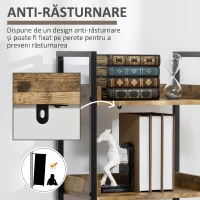 Homcom Biblioteca 5 Rafturi – Stil Industrial, Lemn & Metal(m-7)
