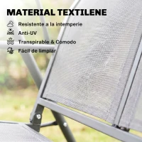 Outsunny Columpio de Jardín Exterior de 3 Plazas con Toldo Reclinable, Balancín de Jardín Exterior con Respaldo Transpirable y Marco de Acero, para Terraza Balcón, 175x118x159 cm, Gris(m-7)