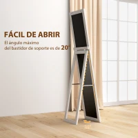 HOMCOM Espejo de Cuerpo Entero 157x37 cm con Marco de MDF Espejo de Pie Inclinado o Colgante Blanco Veteado(m-6)