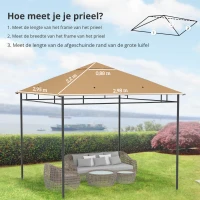 Outsunny partytentdak, vervangend dak voor partytent, partytentafdekking, polyester bescherming tegen de zon, beige 3 x 3 m(m-3)