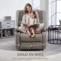 HOMCOM Relaxstoel met Voetensteun, Ligstoel, Draaibaar, Tot 150 kg, Stalen Frame, 88x96x108cm, Lichtbruin(m-4)