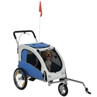 PawHut Przyczepka rowerowa 2 w 1 składany wózek dla małych i średnich psów do 20 kg, jasnoszary(m-11)