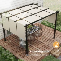 Outsunny Markies zonbescherming. Pergola, weerbestendig,  incl. bevestigingsmateriaal, 3 x 3,5 m, Beige(m-5)