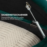 HOMCOM Hocker mit Stauraum, 2-in-1 Pouf, gepolstert, Samtbezug, hydraulische Dämpfer, 120 x 46 x 42 cm, Blau(m-5)