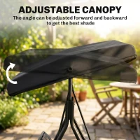 Outsunny Three-Seater Garden Swing Chair, with Canopy - Black(m-16)