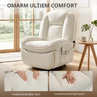 HOMCOM Relaxfauteuil, Draaibare Schommel- en Ligstoel met Diepe Zitting, Dikke Rugkussens, Gemakkelijke Montage, Crème(m-7)