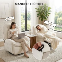 HOMCOM Relaxfauteuil, Draaibare Schommel- en Ligstoel met Diepe Zitting, Dikke Rugkussens, Gemakkelijke Montage, Crème(m-4)