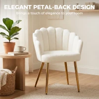 HOMCOM Lounge Chair Petal-Back Armchair Metal Metal Legs for Living Room Bedroom Cream(m-4)