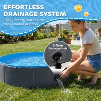 PawHut Foldable Dog Pool for Puppies and Ducks Dog Paddling Pool Bath Tub, Dark Grey, 80 x 20 cm(m-6)
