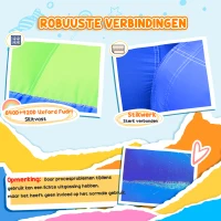 Outsunny springkasteel, met ruches, springkussen, zwembad, opblaasbaar, incl. elektrische pomp, voor maximaal 3 kinderen, 380 x 340 x 170 cm(m-6)
