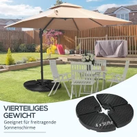 Outsunny 4-delige Parasolvoet, vulbaar, 100 x 100 x 8 cm, Zwart(m-4)