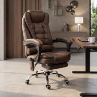 Vinsetto Fauteuil de bureau direction massant chauffant hauteur réglable dossier inclinable toile de microfibre marron(m-6)