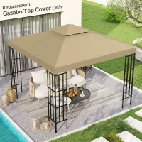 Outsunny Acoperiș de Rezervă pentru pavilion de Grădină Pânză de Rezervă pentru pavilion tonel Tendă 3 x 3 m Bej(m-2)