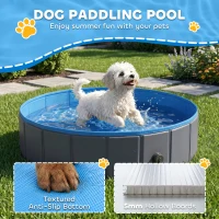 PawHut Foldable Dog Pool for Puppies and Ducks Dog Paddling Pool Bath Tub, Dark Grey, 80 x 20 cm(m-4)