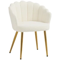 HOMCOM Lounge Chair Petal-Back Armchair Metal Metal Legs for Living Room Bedroom Cream(m-1)
