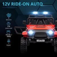 AIYAPLAY Kinder Elektrische Auto met Zachte Verzachting, Afstandsbedienbaar, LED-Lichten, Toeter, 12V Motoren, Gemaakt van Kunststof en Metaal, Rood(m-8)