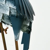 Outsunny Tuinbeeld Kraanvogels, 2-delige Set, roestvrij, weerbestendig, kleurvast, Staal, 26 x 15 x 74 cm, Blauw/Wit/Grijs(m-9)