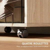 HOMCOM Armoire penderie armoire de rangement mobile avec rideau, tringle de suspension, 60 x 40 x 128 cm, effet bois naturel(m-6)