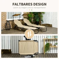Outsunny 2-delige Set Ligstoelen inklapbaar met Zonnescherm, 5-standen Verstelbare Rugleuning - Bruin(m-6)