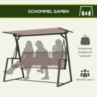 Outsunny Tuin schommelbank Hollywoodschommel 3-zits, met zonnedak, weerbestendig, Beige + Zwart(m-8)