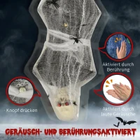 HOMCOM Halloween-Mumie, Halloween-Dekoration, Soundfunktion, mit Bewegungssensor und LED-Lichtern, 60 cm x 16 cm x 170 cm(m-6)