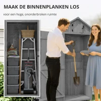Outsunny Waterdichte Tuinkast 77 cm voor Tuin Gereedschap met Planken, Terracotta(m-4)
