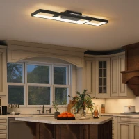 HOMCOM Plafonnier LED rectangle 43W, luminaire plafonnier 3000-6000K, 4600LM, télécommande, 70 x 30 cm, noir(m-7)