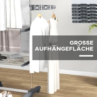 HOMCOM Opvouwbare Wasrek met 4 niveaus en One-Klick-systeem - 142 cm x 55 cm x 152 cm - Blauw + Zilver(m-5)
