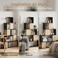 HOMCOM Étagère de rangement, bibliothèque géométrique à 5 niveaux, pour bureau, salon, chambre, noir et bois naturel(m-7)